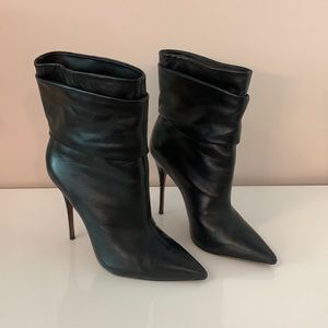Black booties with stiletto heels